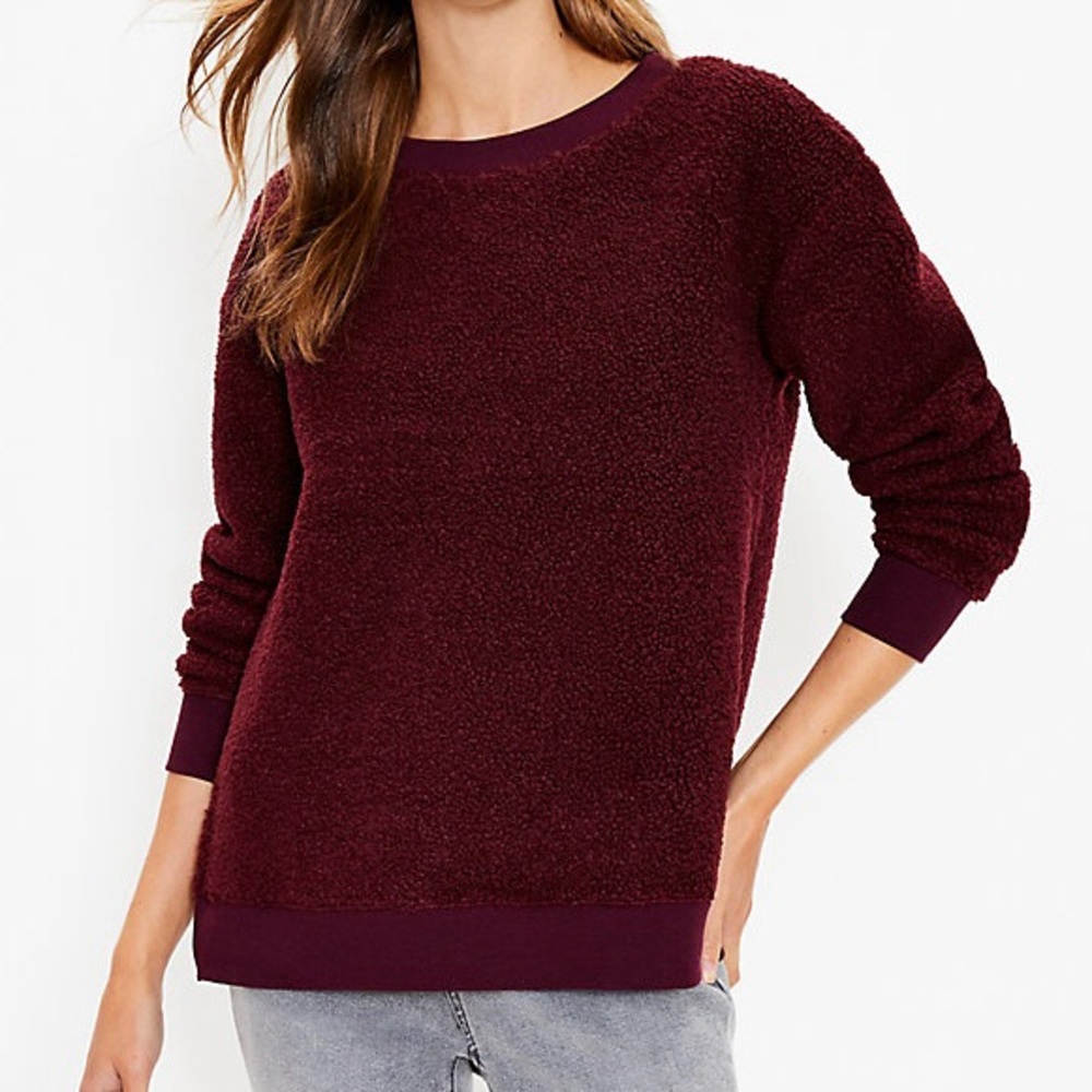 LOFT Sherpa Sweatshirt - red, M